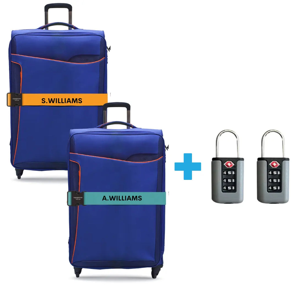 Personalised luggage strap and TSA padlock